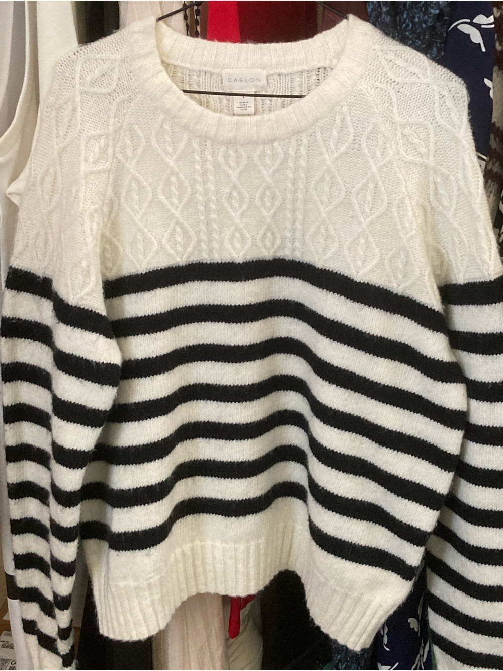 Caslon Striped Wool Blend Crewneck Sweater